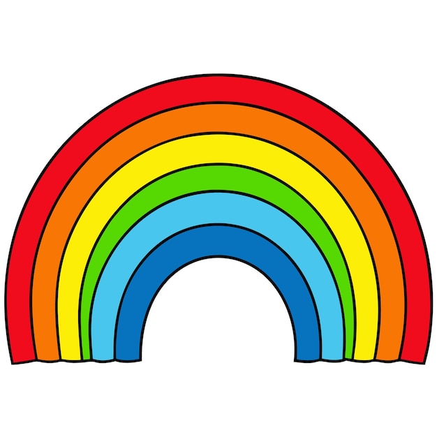 arco iris dibujado sobre un fondo blanco con un dibujo de arcoirís