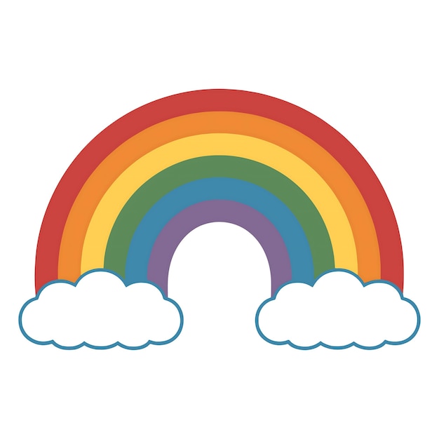 Arco iris de dibujos animados de estilo plano aislado contra un fondo blanco