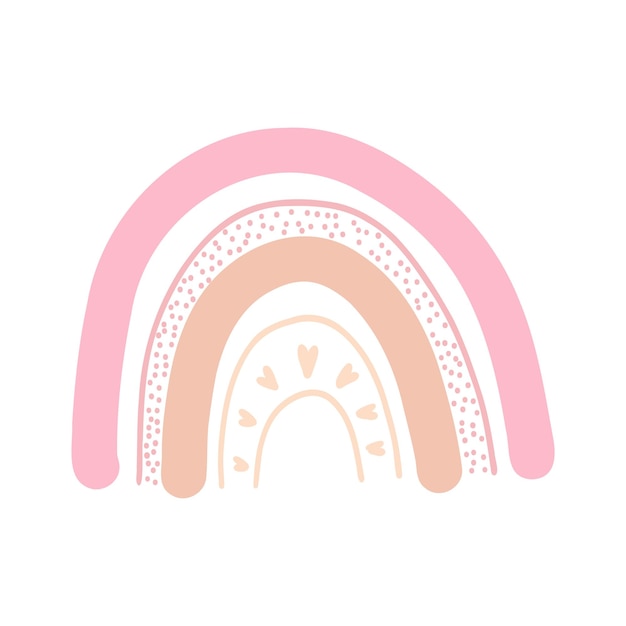 Arco iris de dibujos animados lindo dibujado a mano Ilustración vectorial del elemento de diseño de los niños del arco iris escandinavo moderno para la ropa de los niños de la tarjeta de impresión de la tela del cartel