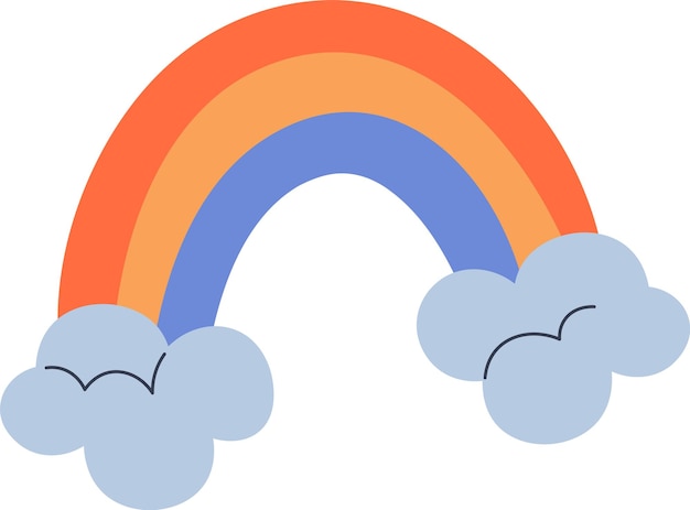 Arco iris con dibujos animados de nubes