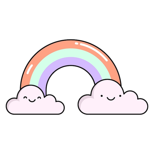 El arco iris es de color pastel Ilustración sobre fondo blanco