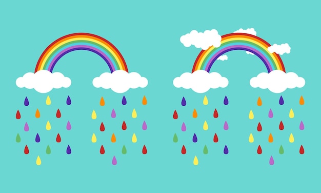 Los arco iris están dibujados en el cielo y el arcoirísimo es un arcoíris