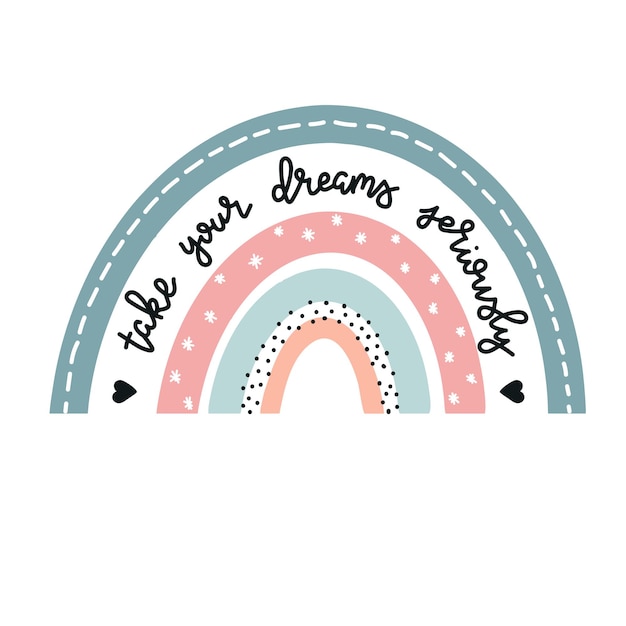 Arco iris en estilo boho Ilustración de Vector de arco iris lindo bebé