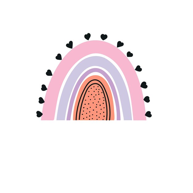Arco iris en estilo boho Ilustración de Vector de arco iris lindo bebé