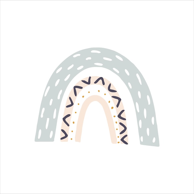 Arco iris y flores en colores pastel suaves Ilustración linda aislada del vector para el diseño de la habitación de los niños W