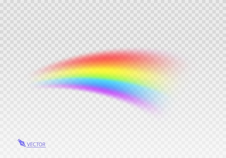 Vector arco iris gráfico con fondo transparente arco de forma realista aislado en el fondo transparente blanco