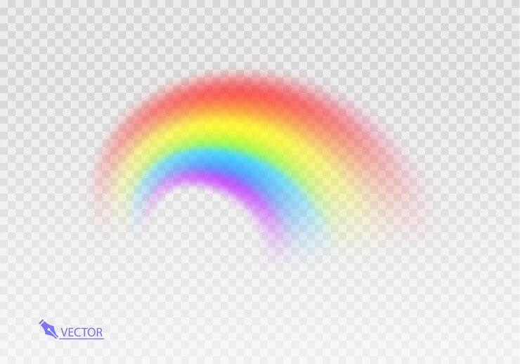 Vector arco iris gráfico con fondo transparente arco de forma realista aislado en el fondo transparente blanco