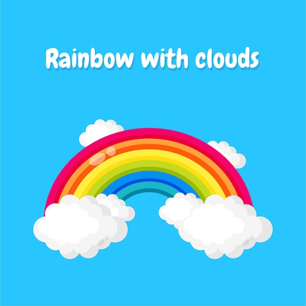 Arco iris con ilustración de nubes