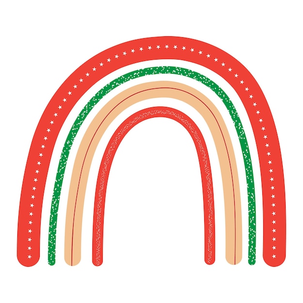 Arco iris navideño con color navideño de rojo verde y blanco con patrones navideños