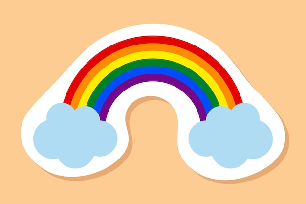 Arco iris con nubes pegatina orgullo mes vector elemento de diseño