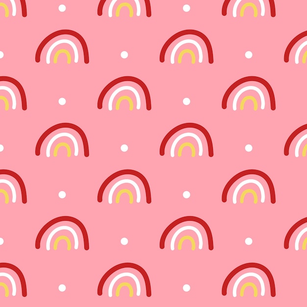 Arco iris de patrones sin fisuras doodle fondo para niños infantil rosa escandinavo estrella vector ilustración vivero diseño de carteles