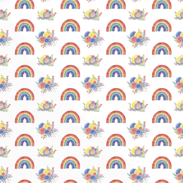 Arco iris de patrones sin fisuras Fondo de verano colorido Flores y mariposas