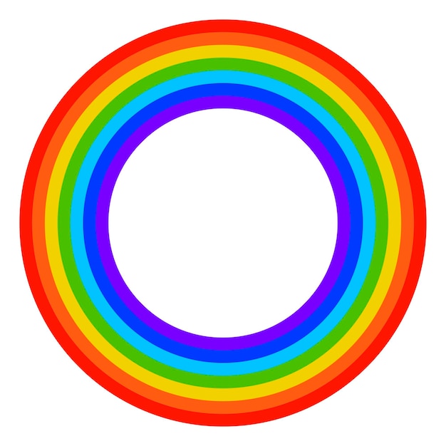 Vector arco iris redondo de dibujos animados en estilo plano aislado sobre fondo blanco.