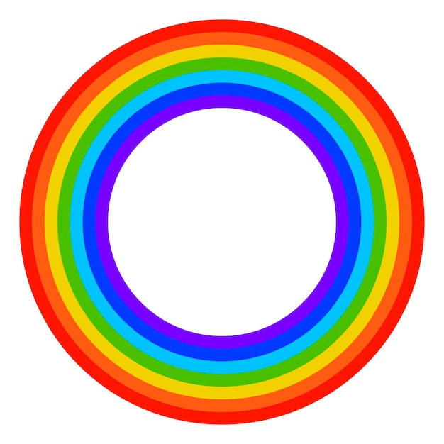Arco iris redondo de dibujos animados en estilo plano aislado sobre fondo blanco.