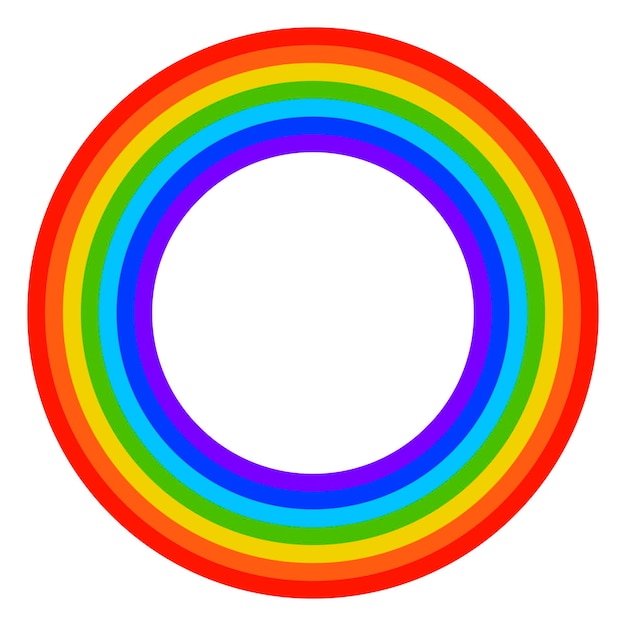 Arco iris redondo de dibujos animados en estilo plano aislado sobre fondo blanco.