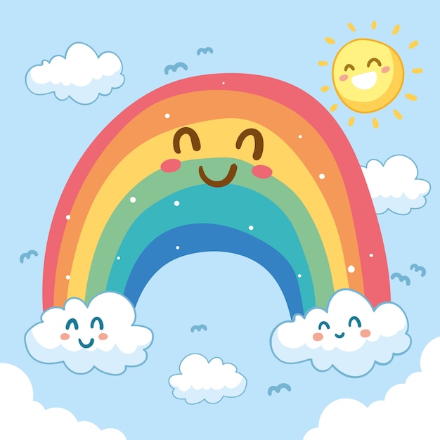 Vector arco iris sonriente lindo