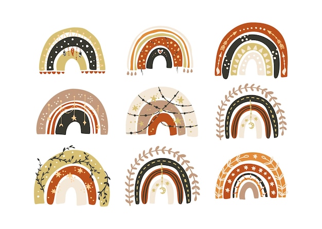 Arco iris de vector boho escandinavo