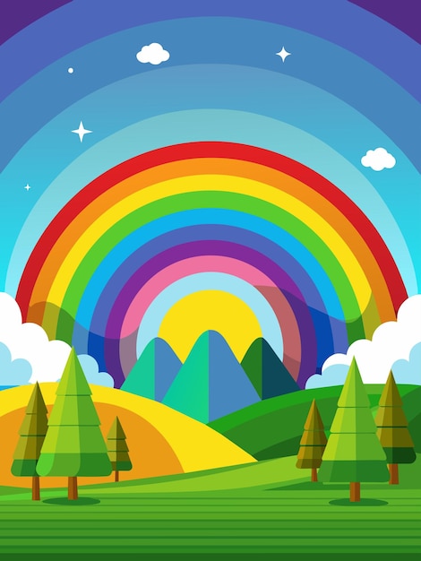 Vector arco iris vector paisaje fondo 6