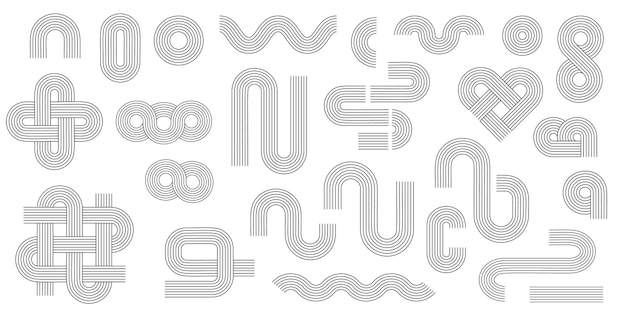 Arco de línea geométrica y círculo Formas abstractas Elemento de diseño lineal en el estilo estético boho moderno