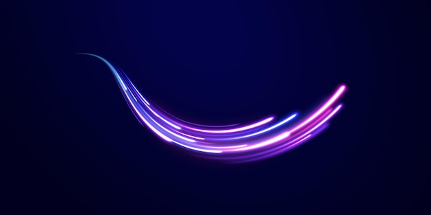 Arco de luz en colores de neón en forma de un giro brillo mágico resplandor de líneas de energía