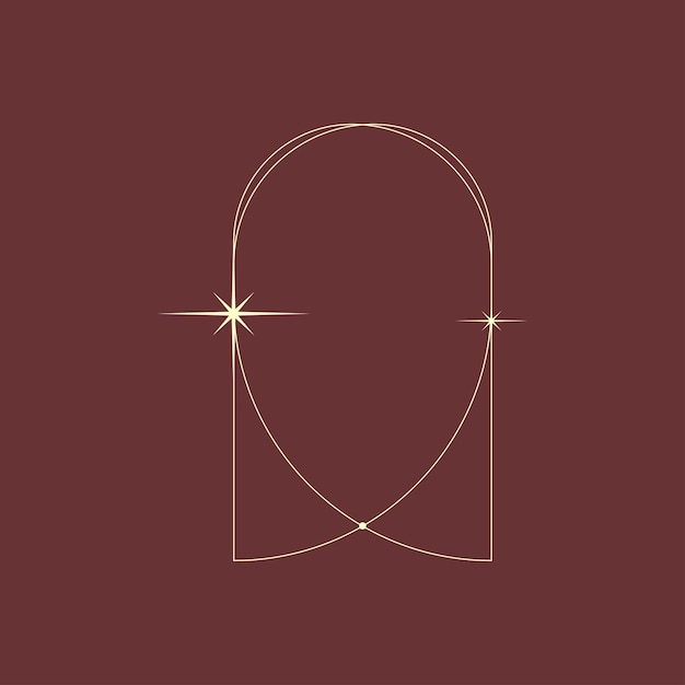Arco de marco boho con línea y estrella Vintage geométrico simple arco mínimo Ilustración vectorial