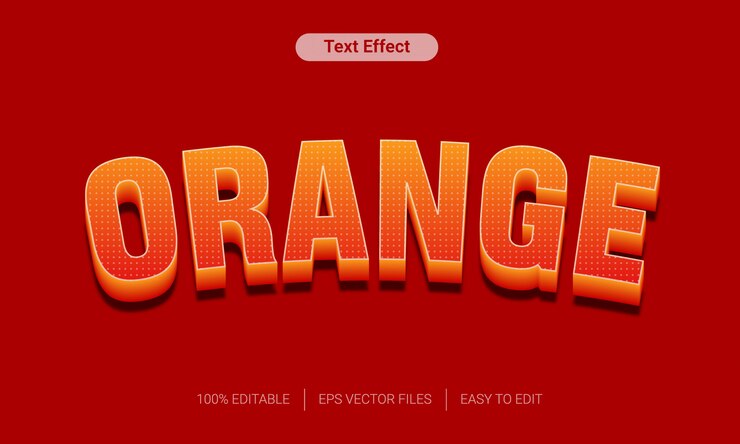 Vector arco naranja degradado efecto de estilo de texto 3d
