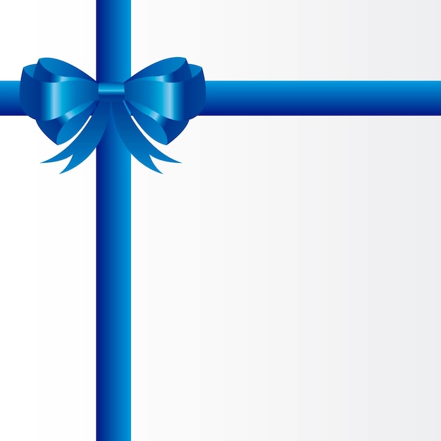 Arco de regalo azul sobre fondo blanco vector de tarjeta en blanco