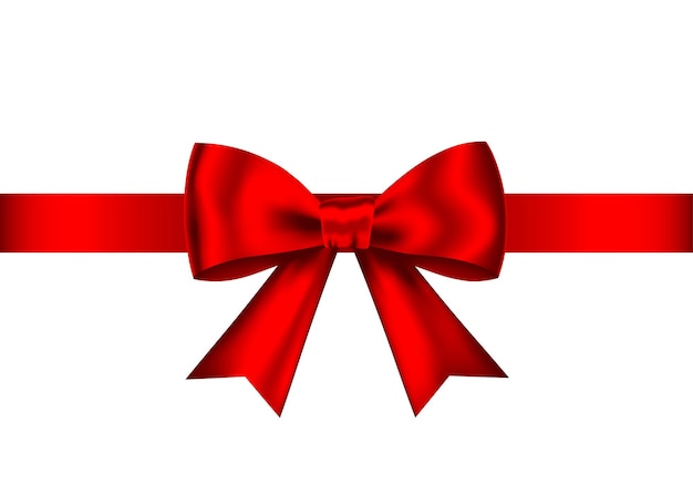 Arco de regalo realista rojo con cinta horizontal aislada sobre fondo blanco