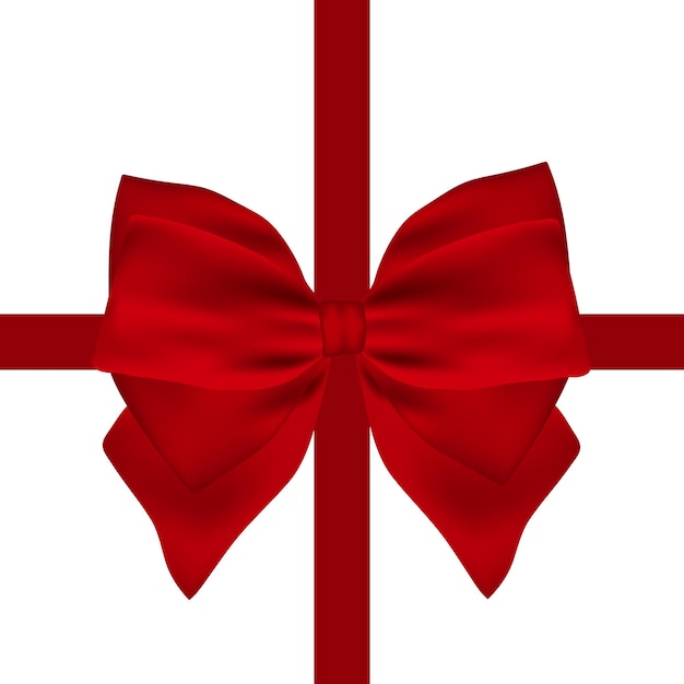 Arco de regalo rojo de cinta aislado sobre fondo blanco