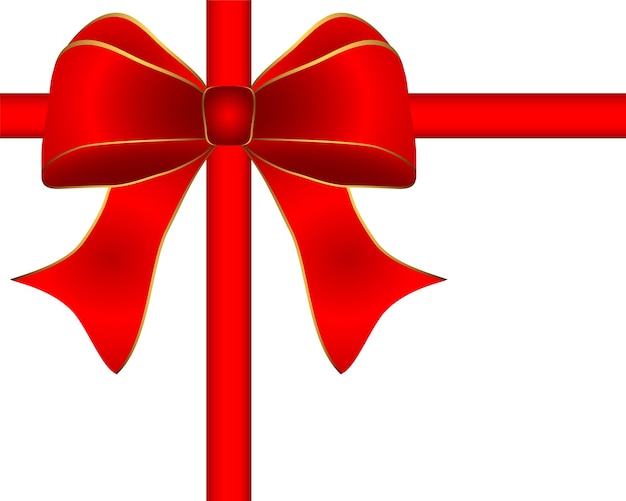Arco de regalo rojo de cinta aislado en vector de fondo blanco