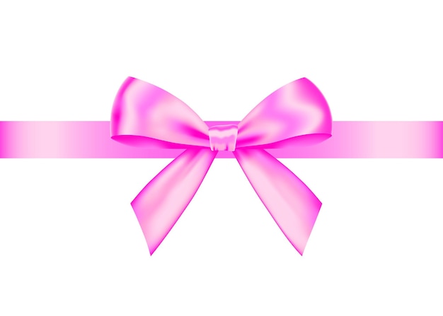 Arco de regalo rosa realista con cinta horizontal aislada sobre fondo blanco. Elemento de diseño de vacaciones de vector para banner, tarjeta de felicitación, cartel.