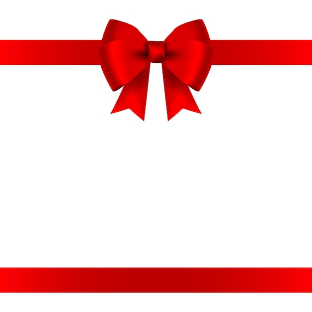 Arco rojo para tarjetas de regalo y felicitación aisladas sobre fondo blanco