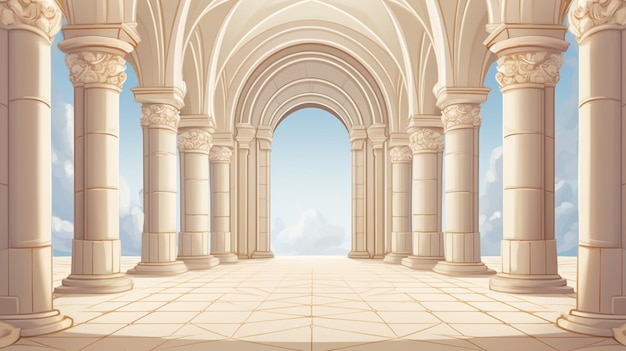 Vector el arco del templo con columnas y las palabras ilustración de arte vectorial