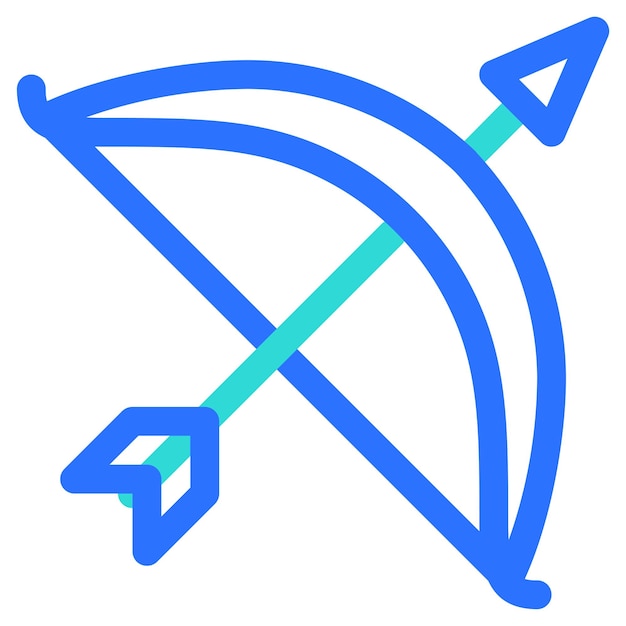 Arco de tiro con arco elemento islámico línea de color icono plano vector