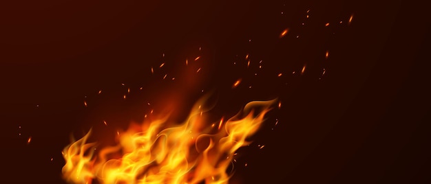 Ardiendo al rojo vivo chispas llamas de fuego realistas