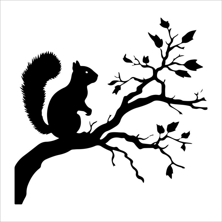 Vector ardilla en un árbol