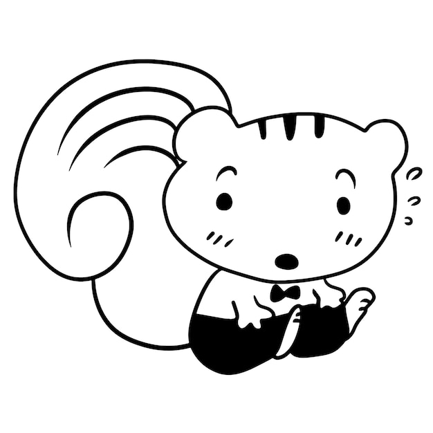 ardilla dibujos animados garabatos kawaii anime página para colorear cuco ilustración dibujo personajes chibi manga