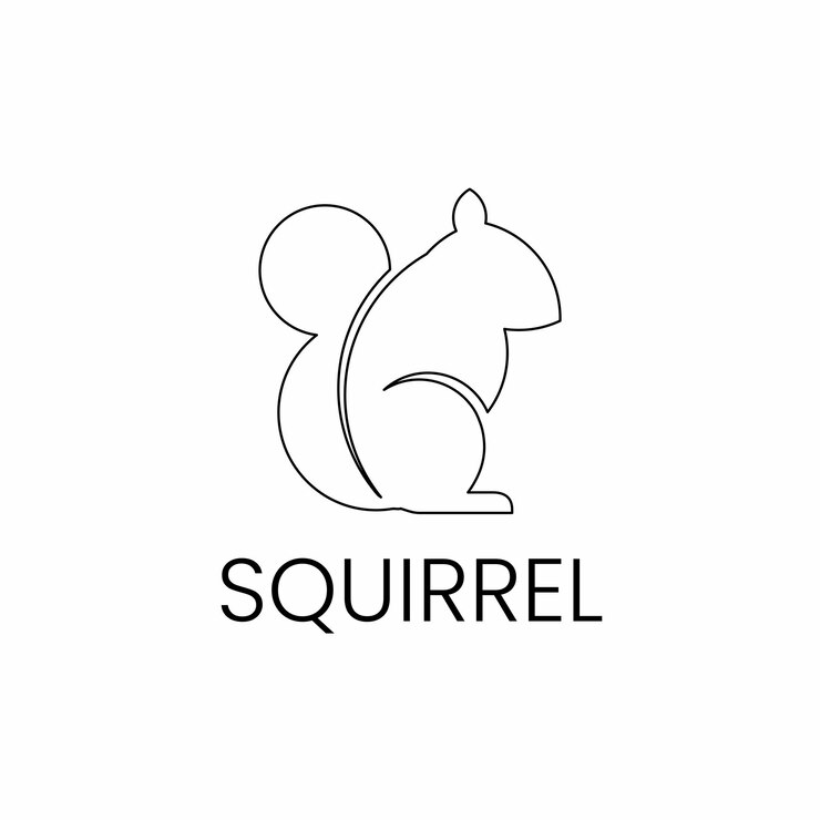 Vector ardilla con estilo de contorno y texto con el nombre de los animales
