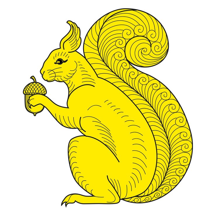 Vector ardillas con bellota ilustración vectorial dibujada a mano aislada en blanco