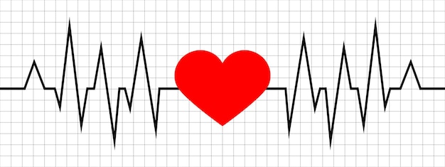 Ardiograma sobre un fondo blanco Pulso del latido del corazón Símbolo de cardio Ilustración vectorial
