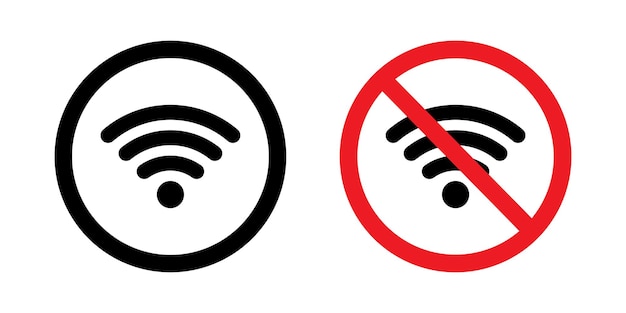 Área de Wi-Fi vectorial y icono sin Wi-Fi