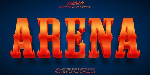 Areana Efecto de texto vectorial editable Alfabeto amarillo rojo gladiador Roma antigua