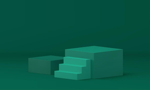 Arena de premios de podio 3d verde con escalera para celebración de premios vector realista