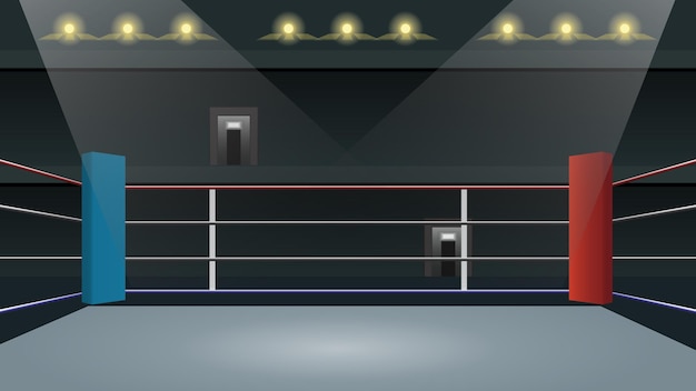 Arena de ring de boxeo para la ilustración de vector de lucha deportiva
