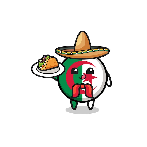 Argelia bandera mascota chef mexicano sosteniendo un taco