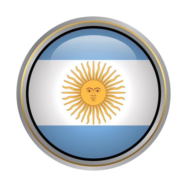 Vector argentina bandera círculo forma botón textura de vidrio en blanco