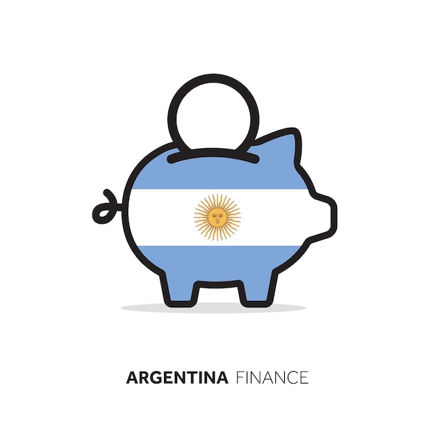 Argentina concepto económico hucha con bandera nacional