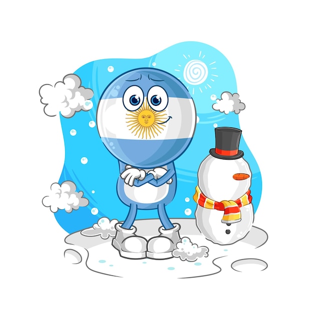 argentina, en, frío, invierno, carácter, caricatura, mascota, vector