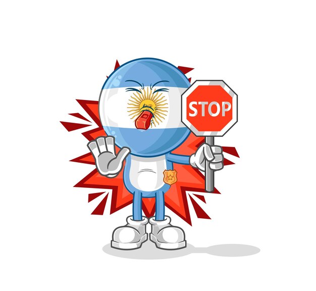 Argentina con vector de mascota de dibujos animados de señal de stop