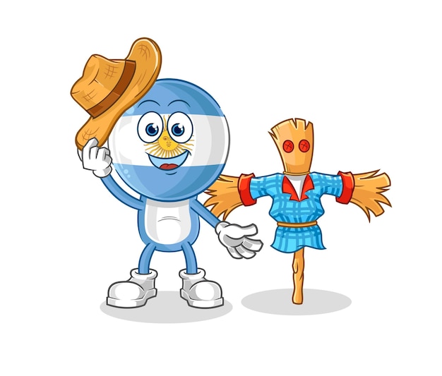 Argentina con vector de personaje de dibujos animados de espantapájaros